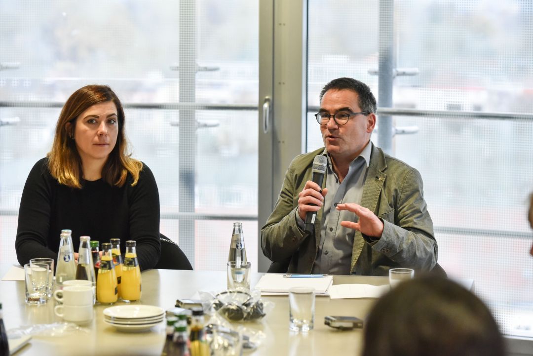 Julia Sinkyevich (director, Odesa International Film Festival, Ukraine) and Bernd Buder (Program director, FilmFestival Cottbus)